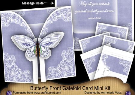Blue Butterfly All Wishes 3D Gatefold Butterfly Mkit