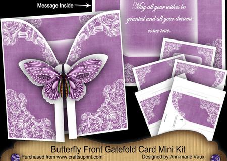 Purple Butterfly All Wishes 3D Gatefold Butterfly Mkit