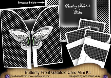 Black Dotty Butterfly Belated 3D Gatefold Butterfly Mkit