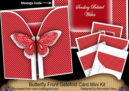 Red Dotty Butterfly Belated 3D Gatefold Butterfly Mkit