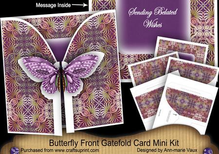 Purple Met Butterfly Belated 3D Gatefold Butterfly Mkit