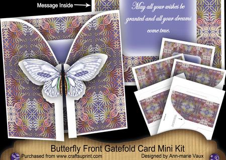 Blue Met Butterfly Wishes 3D Gatefold Butterfly Mkit