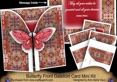 Red Met Butterfly Wishes 3D Gatefold Butterfly Mkit
