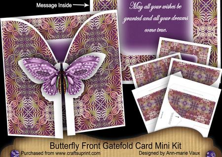 Purple Met Butterfly Wishes 3D Gatefold Butterfly Mkit