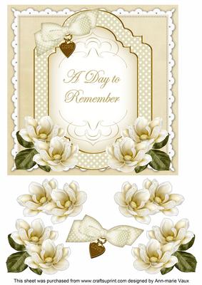 Cream Magnolia Day to Remember Fancy 7in Decoupage Topper