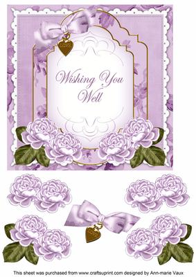 Lilac Rose Wish You Well Fancy 7in Decoupage Topper