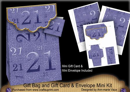 Blue Birthday 21 Gift Bag Mini Kit with Gift Card & Envelope