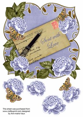 Pale Blue Rose Sent with Love 8in Fancy Rose Topper
