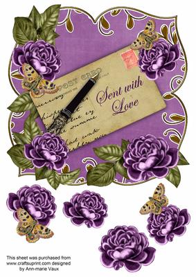 Purple Rose Sent with Love 8in Fancy Rose Topper