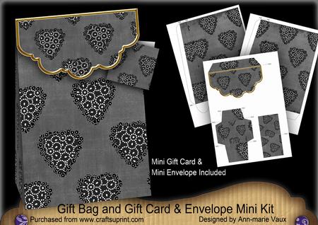 Black Heart Gift Bag Mini Kit with Gift Card & Envelope