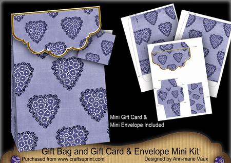 Blue Heart Gift Bag Mini Kit with Gift Card & Envelope
