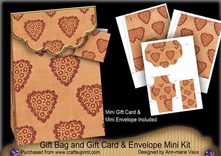 Borange Heart Gift Bag Mini Kit with Gift Card & Envelope