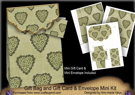 Olive Heart Gift Bag Mini Kit with Gift Card & Envelope