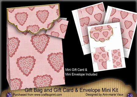 Pink Heart Gift Bag Mini Kit with Gift Card & Envelope