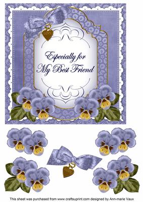 Dark Blue Pansy Best Friend Fancy 7in Decoupage Topper