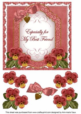Red Pansy Best Friend Fancy 7in Decoupage Topper