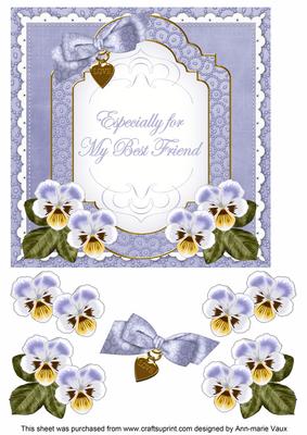 Pale Blue Pansy Best Friend Fancy 7in Decoupage Topper