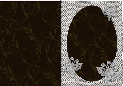 Charcoal Swirl Lace Butterfly Oval Blank Card