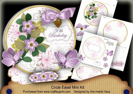 Lilac Fmk 30th Birthday Circle Easel Card Mini Kit
