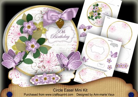 Lilac Fmk 50th Birthday Circle Easel Card Mini Kit