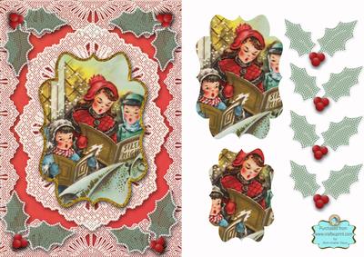 Vintage Christmas Carol Singers A5 Card Front Step by Step
