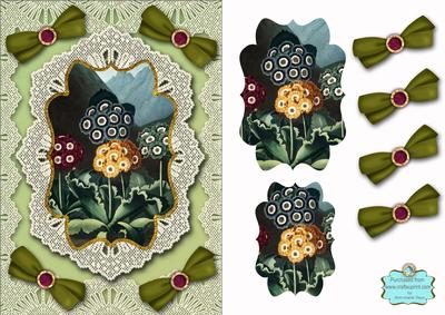 Vintage Lace A5 Primulas Card Front Step by Step