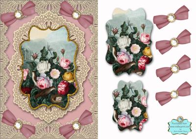 Vintage Lace Mass Roses A5 Card Front Step by Step