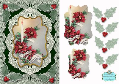 Vintage Lace Poinsettia A5 Card Front Step by Step