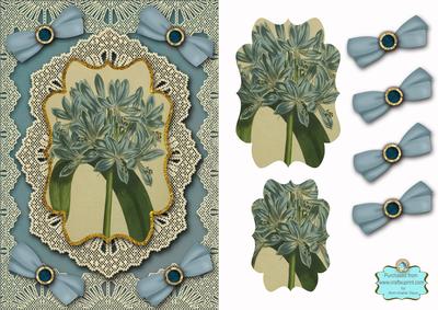 Vintage Lace Agapanthus A5 Card Front Step by Step