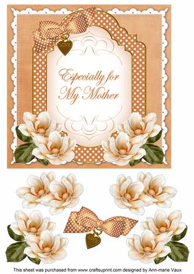 Borange Magnolia for My Mother Fancy 7in Decoupage Topper