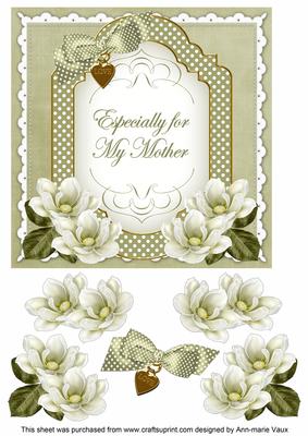 Olive Magnolia for My Mother Fancy 7in Decoupage Topper