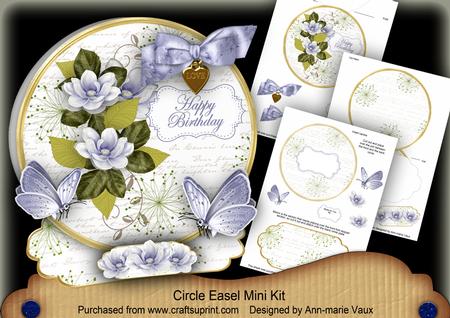 Blue Magnolia Happy Birthday Circle Easel Card Mini Kit
