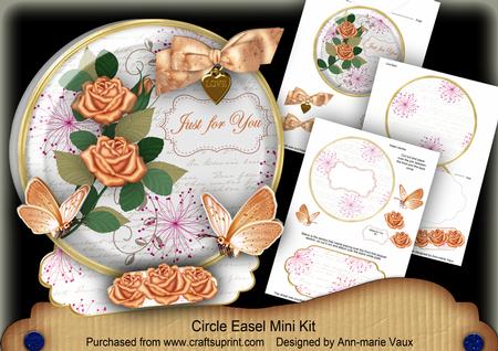 Peach Rose Just for You Circle Easel Card Mini Kit