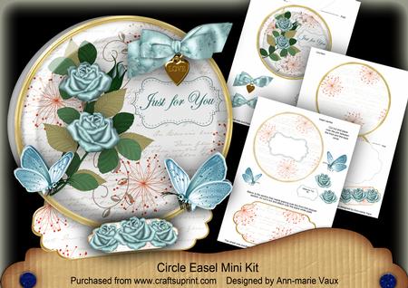 Teal Rose Just for You Circle Easel Card Mini Kit