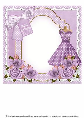 Lilac Dress Stylish Birthday 8in Insert Panel