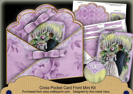 Bride & Groom Wedding Cross Faux Pocket Cf Mini Kit
