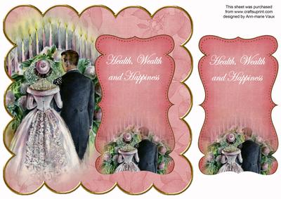 Pink Happycouple Health Wealth Happiness 8in Scallop Topper