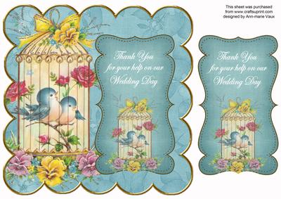 Dteal Lovebirds Wedding Thank You 8in Scallop Topper