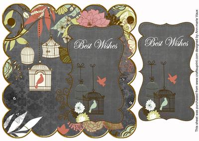 Black Birdcage Best Wishes 8in Scallop Topper