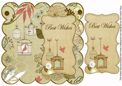 Cream Birdcage Best Wishes 8in Scallop Topper