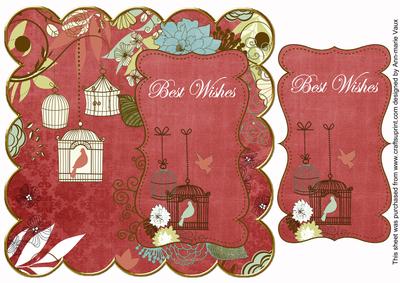 Dark Red Birdcage Best Wishes 8in Scallop Topper