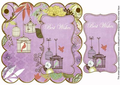 Lilac Birdcage Best Wishes 8in Scallop Topper