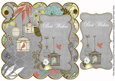 Silver Birdcage Best Wishes 8in Scallop Topper