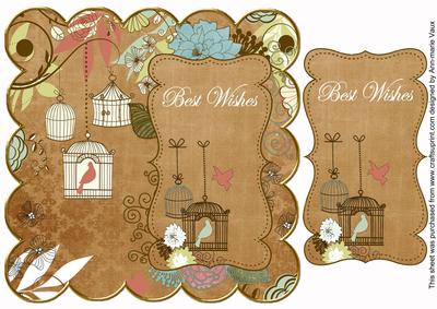 Vintage Tea Birdcage Best Wishes 8in Scallop Topper