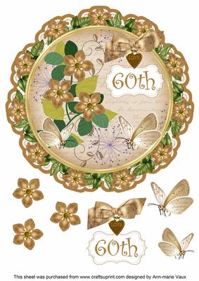 Vintage Tea Forget Me Knot 60th 8in Doily Decoupage Topper