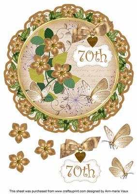 Vintage Tea Forget Me Knot 70th 8in Doily Decoupage Topper