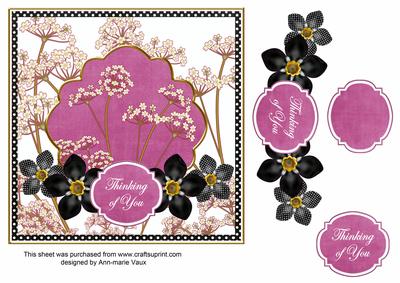 Cerise Black Forget Me Knot Thinking of You 7in Time Topper