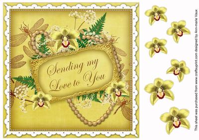 Lemon Orchid Sending Love 8in Decoupage Topper