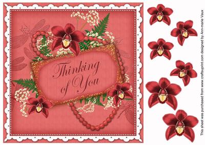 Red Orchid Thinking of You 8in Decoupage Topper