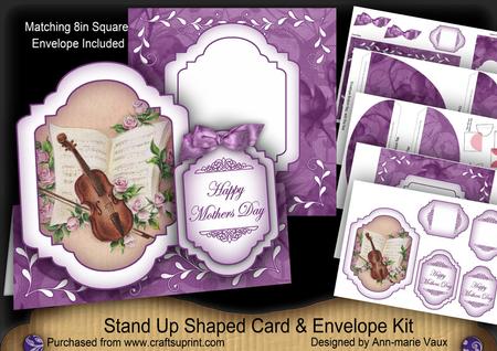 Purple Violin Happy Mothers Day Fancy Stand Up Kit
